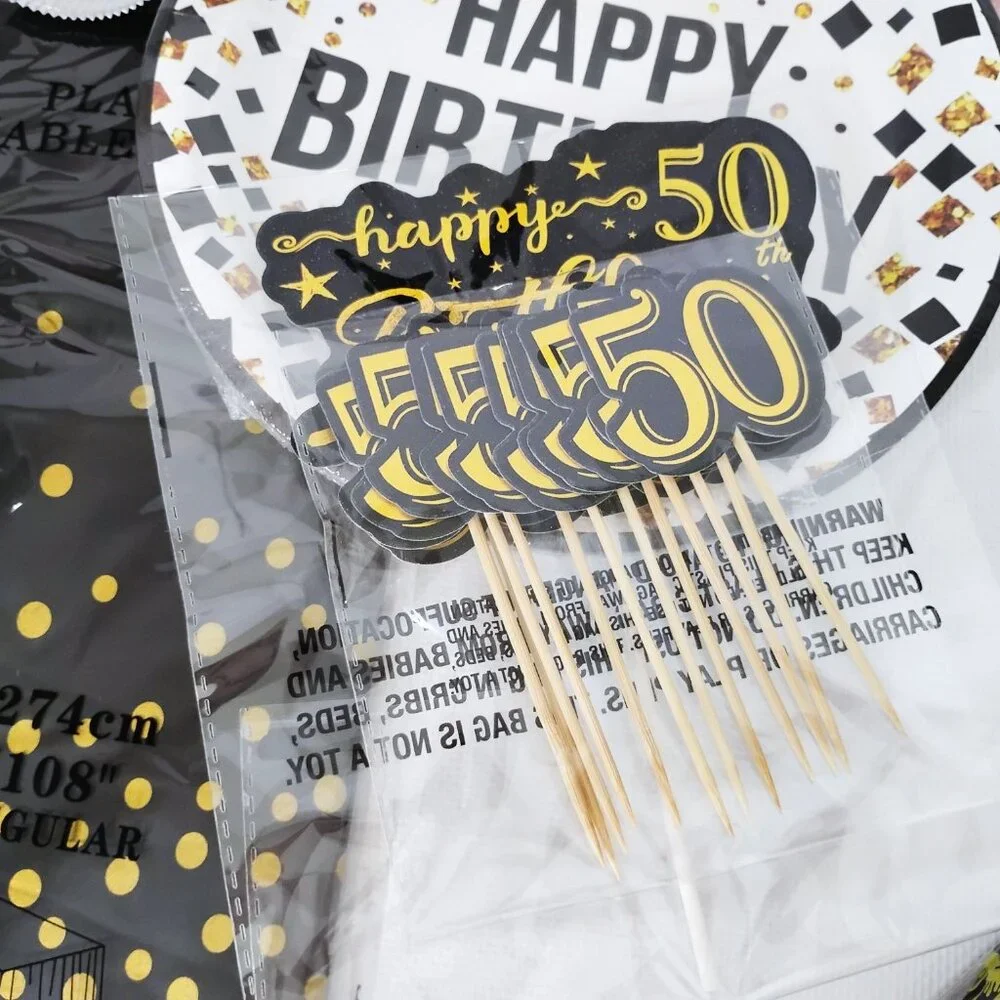 50th Birthday Party Kit Black Gold